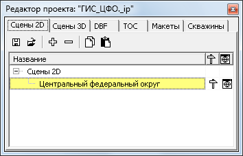 вкладка Сцены 2D