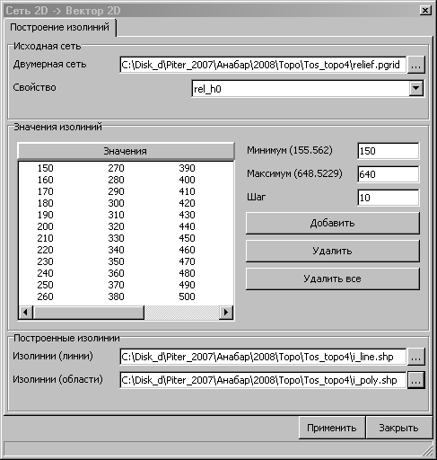 Построение изолиний